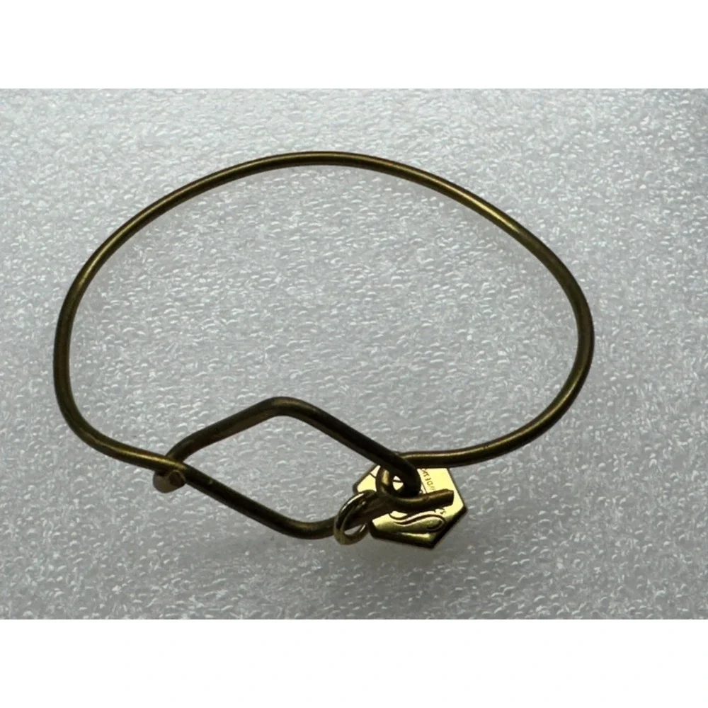 Sseko Designs Hexagon Charm Bangle Bracelet‎ Brass Tone Africa Charm
